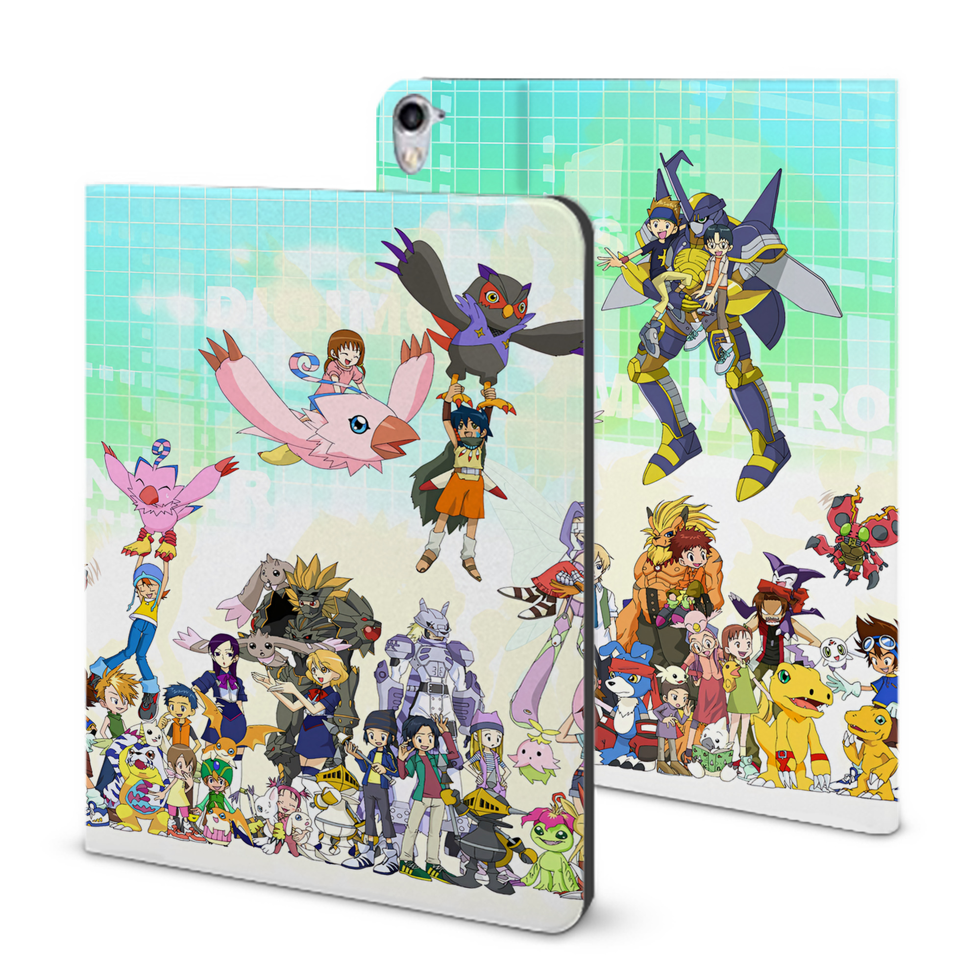 （画像用） Digimon デジタルモンスター/デジモン IPad ケース ブック型 PUレザー TPU 耐衝撃 軽量 薄型 ペン収納なし 全面保護 IPad 各モデル対応